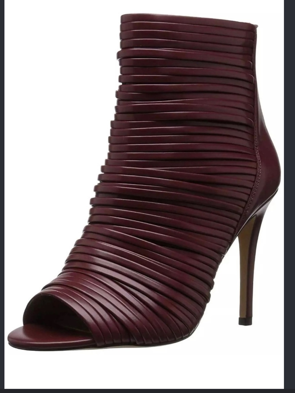 BCBGeneration Burgundy Ella Ruched Peep-Toe Stiletto Ankle Boots size 7